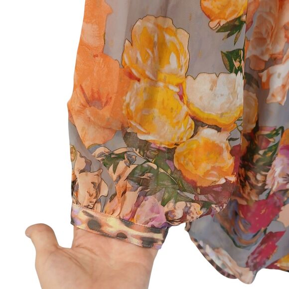 Figueroa & Flower Blouse Women’s Size Medium Floral Peasant Boho Sheer Button Up - Picture 4 of 13